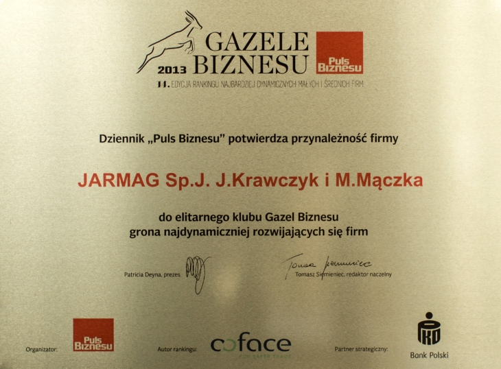 Business Gazelle 2013 certificate
